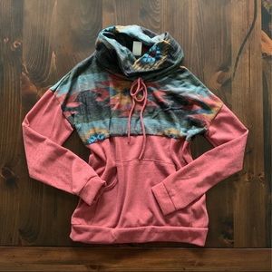 Cowl Neck Tribal Hoodie Top